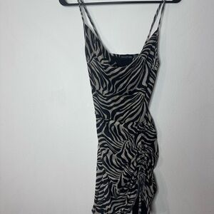 PrettyLittleThing Black and Cream Zebra Mini Dress